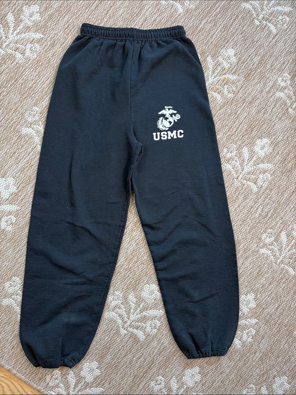Gildan Black Sweatpants with White USMC Logo